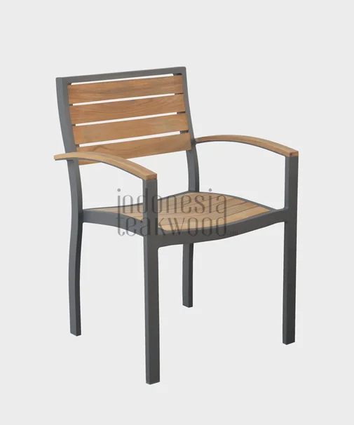Catalina Teak Stacking Arm Chair Grey