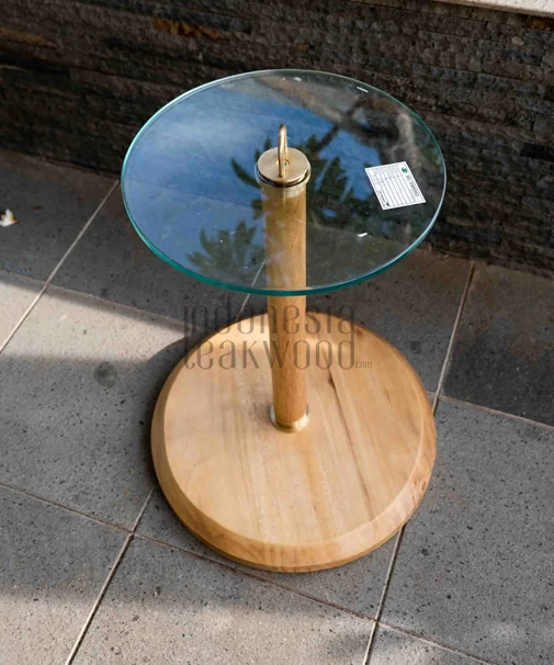 Glass Top Table With Brass
